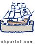Vector Clip Art of Retro Galleon Pirate Ship over a Banner by Patrimonio