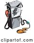 Vector Clip Art of Retro Gas Station Pump and Spill by Patrimonio