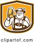 Vector Clip Art of Retro German Guy Holding up a Mug of Beer in a Shield by Patrimonio