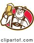Vector Clip Art of Retro German Guy Holding up a Mug of Beer in an Oval by Patrimonio