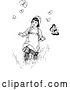 Vector Clip Art of Retro Girl and Butterflies by Prawny Vintage