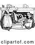Vector Clip Art of Retro Girl and Ladies Working Around a Hearth by Prawny Vintage