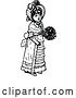 Vector Clip Art of Retro Girl Holding a Bouquet by Prawny Vintage