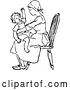 Vector Clip Art of Retro Girl Holding an Upset Toddler by Prawny Vintage