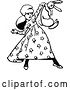 Vector Clip Art of Retro Girl Holding up a Rabbit by Prawny Vintage