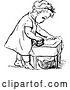 Vector Clip Art of Retro Girl Ironing by Prawny Vintage