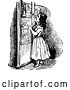 Vector Clip Art of Retro Girl Looking at a Cabinet by Prawny Vintage