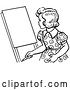 Vector Clip Art of Retro Girl Looking at an Easel in by Picsburg