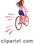 Vector Clip Art of Retro Girl Looking Back While Riding a Bicycle by Patrimonio