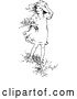 Vector Clip Art of Retro Girl Picking Flowers in the Wind by Prawny Vintage