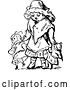 Vector Clip Art of Retro Girl Walking with Dolls by Prawny Vintage