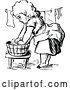 Vector Clip Art of Retro Girl Washing and Hanging Laundry by Prawny Vintage