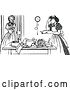 Vector Clip Art of Retro Girl Watching a Frustrated Lady Cook by Prawny Vintage