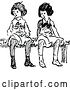 Vector Clip Art of Retro Girls Sitting on a Bench 2 by Prawny Vintage