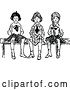 Vector Clip Art of Retro Girls Sitting on a Bench by Prawny Vintage
