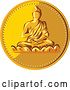 Vector Clip Art of Retro Gold Coin Medallion of Buddha by Patrimonio