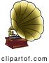 Vector Clip Art of Retro Golden Gramophone by Lal Perera