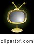 Vector Clip Art of Retro Golden Tv on a Stand by MilsiArt