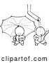 Vector Clip Art of Retro Goops KChildren with an Umbrella and Drain Spout by Prawny Vintage
