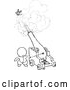 Vector Clip Art of Retro Goops Kid Shooting Someone from a Cannon by Prawny Vintage