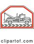 Vector Clip Art of Retro Gray Tow Truck in a Red Hexagon by Patrimonio