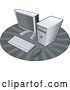Vector Clip Art of Retro Grayscale Desktop Computer by Patrimonio