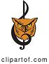 Vector Clip Art of Retro Great Horned Owl Face in a Music Clef Note by Patrimonio