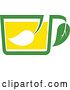 Vector Clip Art of Retro Green and Yellow Tea Cup with a Leaf 10 by Vector Tradition SM