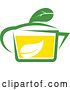 Vector Clip Art of Retro Green and Yellow Tea Cup with a Leaf 11 by Vector Tradition SM