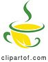 Vector Clip Art of Retro Green and Yellow Tea Cup with a Leaf 6 by Vector Tradition SM