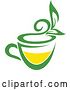 Vector Clip Art of Retro Green and Yellow Tea Cup with Leaves 2 by Vector Tradition SM