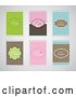 Vector Clip Art of Retro Green, Pink and Blue Brochure Templates with Sample Text, on Gray by KJ Pargeter