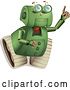 Vector Clip Art of Retro Green Rover Robot Pointing and Looking up by