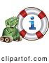 Vector Clip Art of Retro Green Rover Robot with an Information Life Buoy by Graphics RF