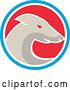 Vector Clip Art of Retro Greyhound Dog in a Blue White and Red Circle by Patrimonio