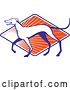 Vector Clip Art of Retro Greyhound Dog in Profile over a Diamond of Orange Rays by Patrimonio