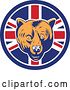 Vector Clip Art of Retro Grizzly Bear Head in a Union Jack Flag Circle by Patrimonio