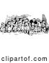 Vector Clip Art of Retro Group of Huddled KChildren Looking at Something by Prawny Vintage