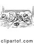 Vector Clip Art of Retro Group of KChildren Sharing a Bed by Prawny Vintage