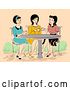 Vector Clip Art of Retro Group of Women Having Tea at a Cafe by BNP Design Studio