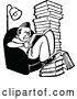 Vector Clip Art of Retro Grumpy Reading Books and Studying by Prawny Vintage