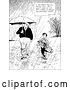Vector Clip Art of Retro Guy and Boy Carrying Golf Clubs in the Rain by Prawny Vintage