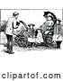 Vector Clip Art of Retro Guy Approaching a Lady and Children in a Carriage by Prawny Vintage
