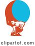 Vector Clip Art of Retro Guy, Atlas, Kneeling and Carrying a Blue and Orange Globe by Patrimonio