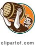 Vector Clip Art of Retro Guy Drinking Beer from the Keg by Patrimonio