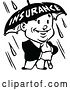 Vector Clip Art of Retro Guy Holding an Insurance Umbrella in the Rain by Prawny Vintage