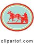 Vector Clip Art of Retro Guy Horse Harness Racing in an Oval by Patrimonio
