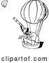 Vector Clip Art of Retro Guy in a Hot Air Balloon, Looking at the Guy on the Moon with a Telescope by Prawny Vintage