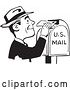 Vector Clip Art of Retro Guy Inserting a Letter in a Postal Box by BestVector