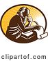 Vector Clip Art of Retro Guy or St Jerome Writing on a Page over Rays by Patrimonio